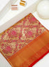 Rose Floral Trellis Meenakari Pure Tissue Silk Saree