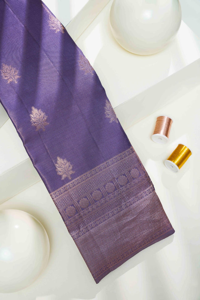 Royal Purple Floral Tree Butta Tissue Silk Saree