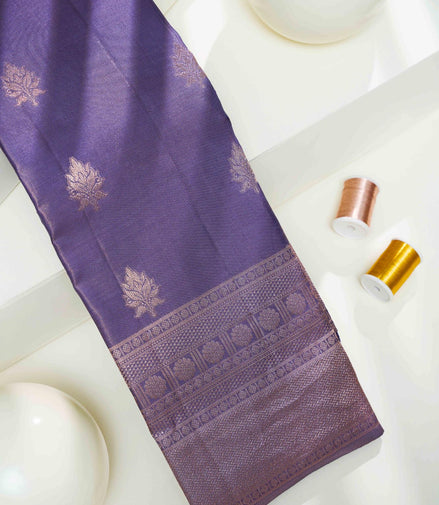 Royal Purple Floral Tree Butta Tissue Silk Saree
