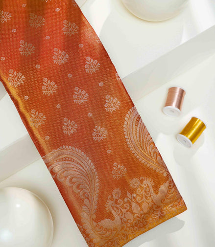Tree Floral Butta & Mango Paisley Border Tissue Silk Saree