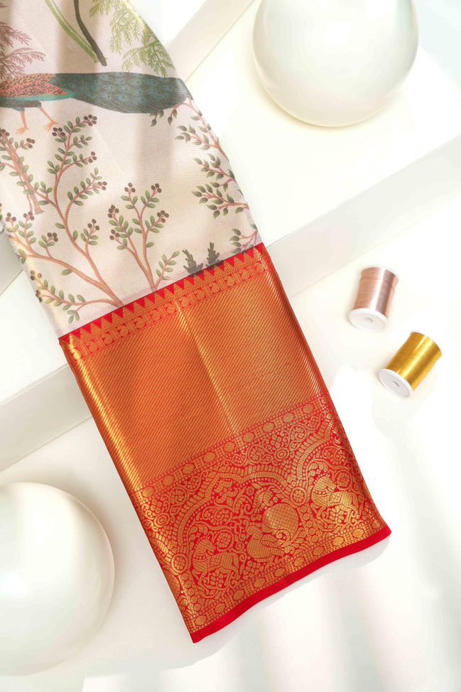 Kalamkari Design Saree Tissue Silk saree