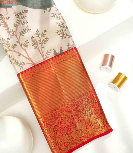 Kalamkari Design Saree Tissue Silk saree