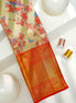 Floral Branch & Perching Bird Kalamkari Tissue Silk Saree