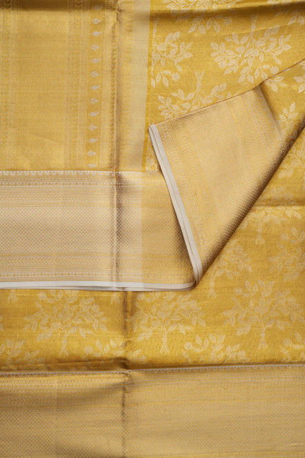 Leaf Pattern Tissue Silk Saree with Gold Zari (Revalue)