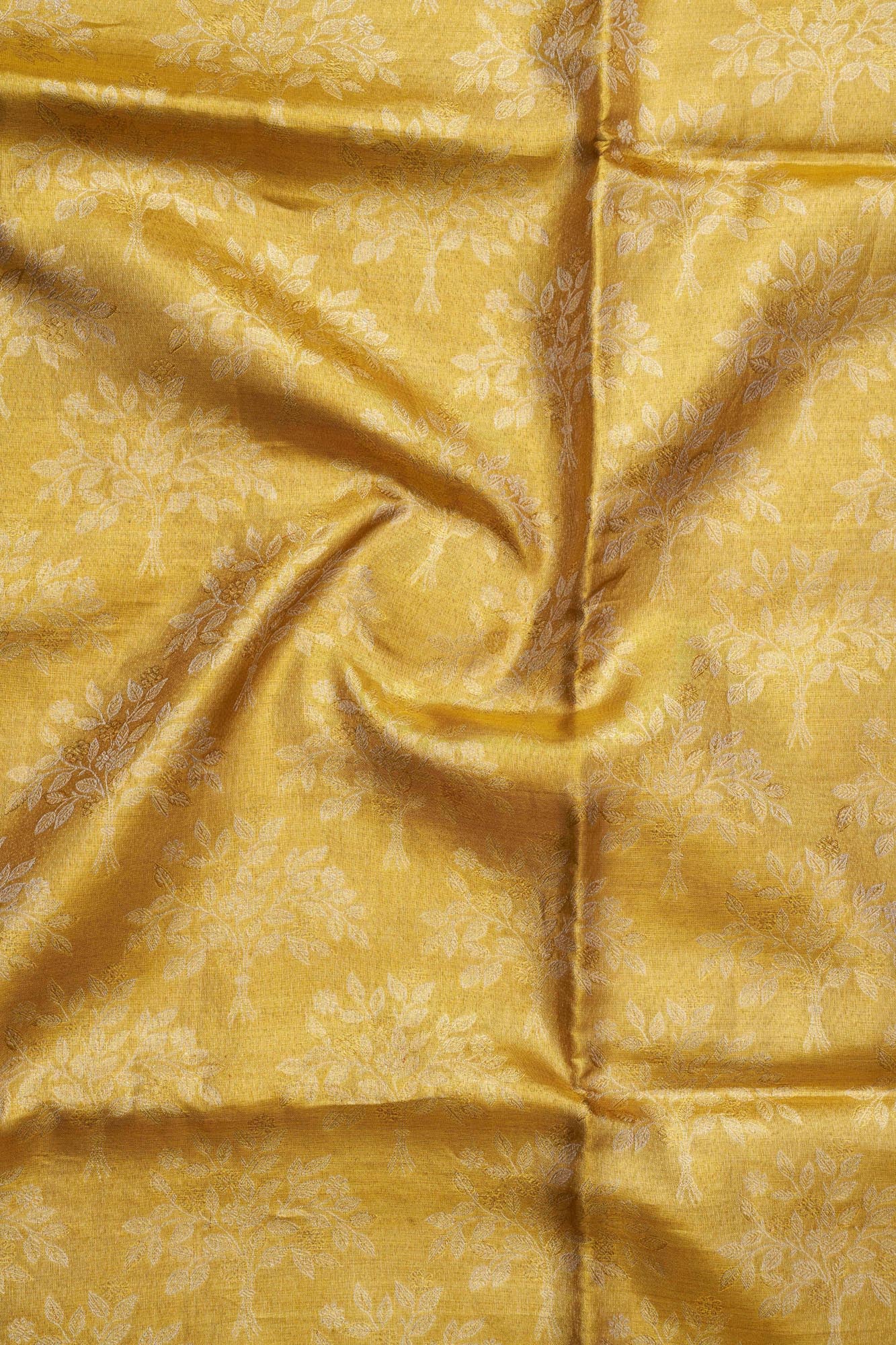 Leaf Pattern Tissue Silk Saree with Gold Zari (Revalue)