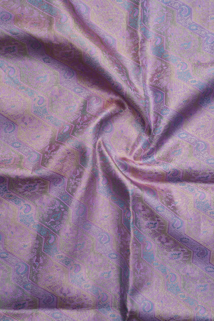 Zigzag & Paisley Floral Motif Tissue Silk Saree