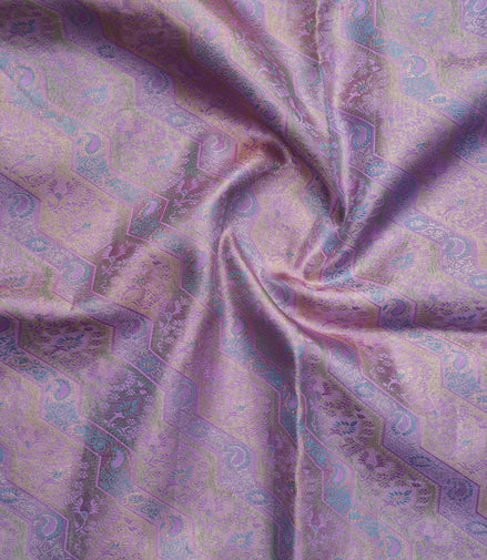 Zigzag & Paisley Floral Motif Tissue Silk Saree