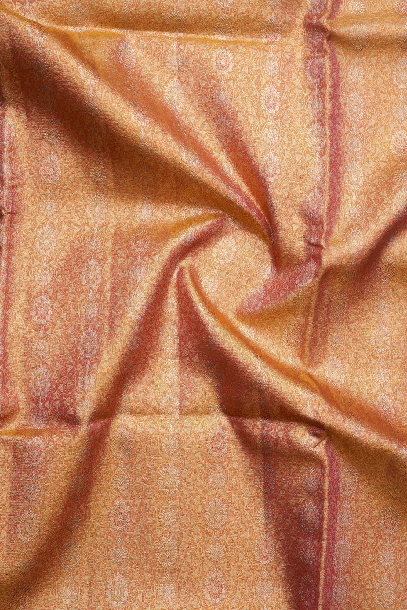 Traditional Floral with Gold Zari Pattern Tissue Silk Saree (silver touch with revalue)