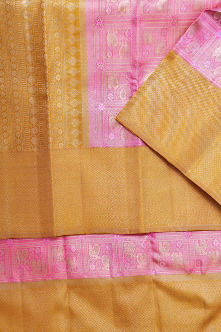 Annapakshi Square Design Tissue Silk Saree (Silver Touch with Revalue)