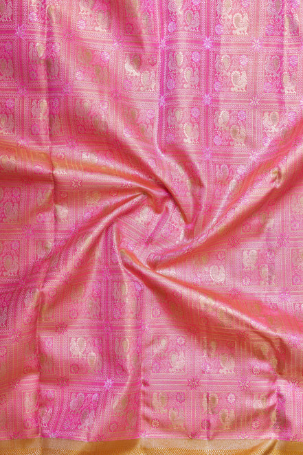 Annapakshi Square Design Tissue Silk Saree (Silver Touch with Revalue)