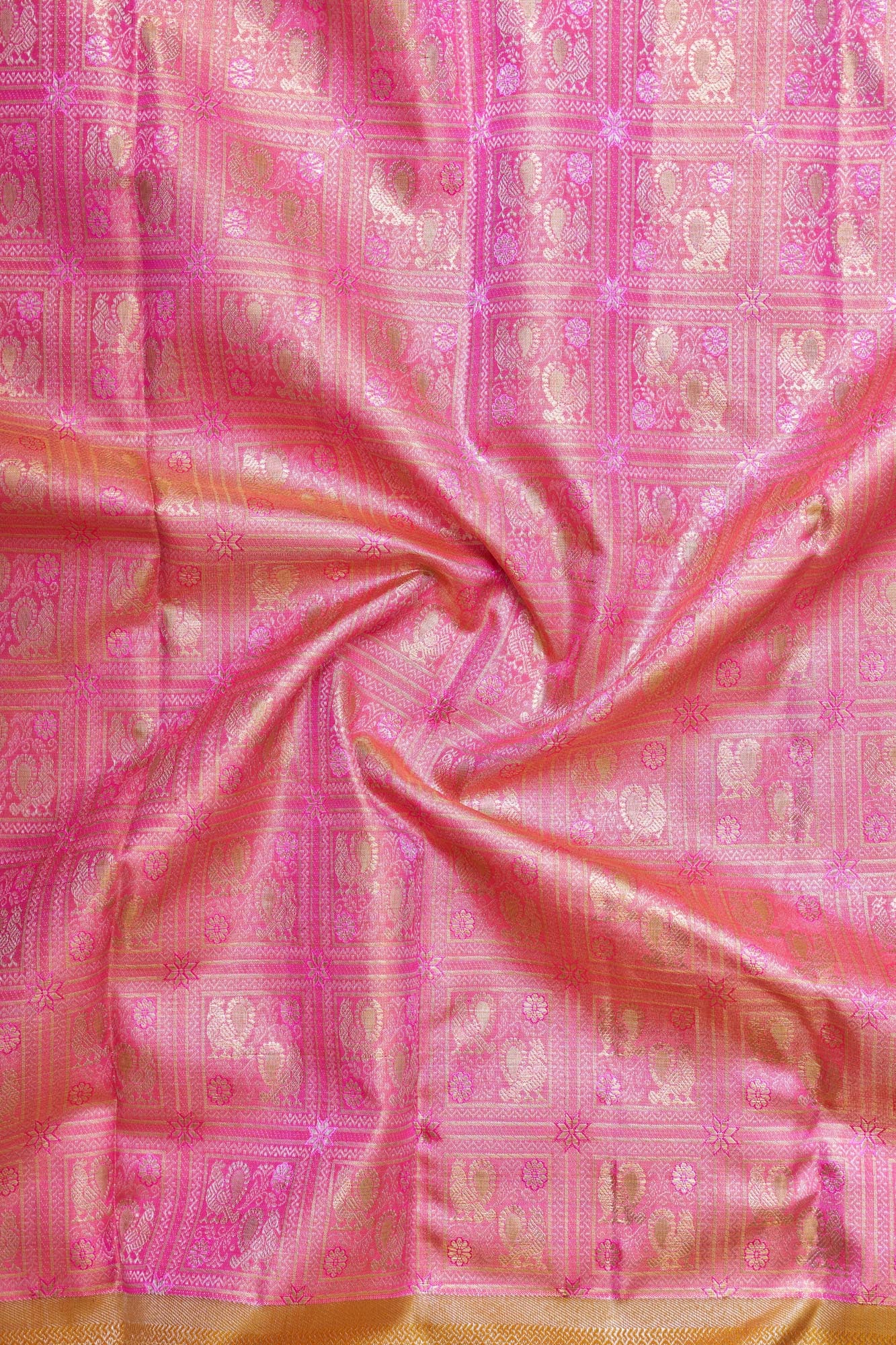 Annapakshi Square Design Tissue Silk Saree (Silver Touch with Revalue)