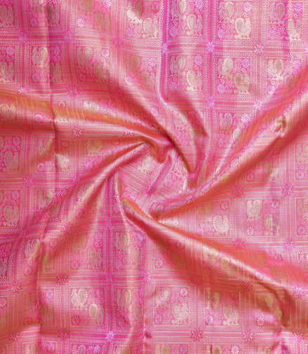 Annapakshi Square Design Tissue Silk Saree (Silver Touch with Revalue)