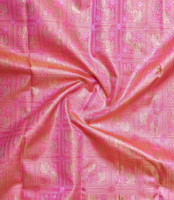 Annapakshi Square Design Tissue Silk Saree (Silver Touch with Revalue)