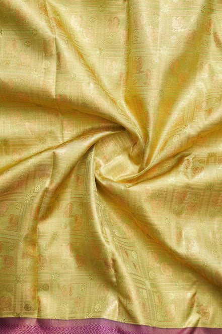 Seamless Annapakshi & Square Grid Tissue Silk Saree (Silver touch with revalue)