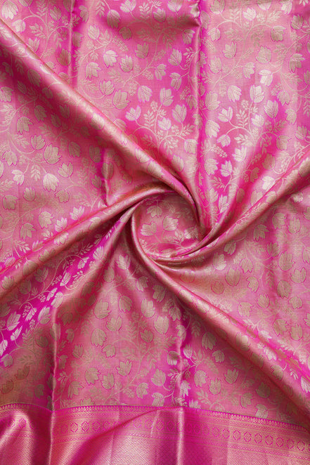 Floral Design Full Saree with Silver Zari Work