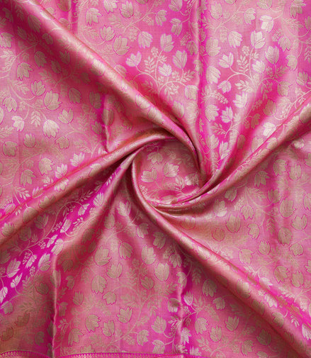 Floral Design Full Saree with Silver Zari Work
