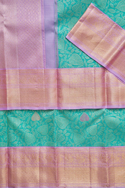 Peepal Leaf & Paisley Motif Pure Silk Saree (Silver Touch)