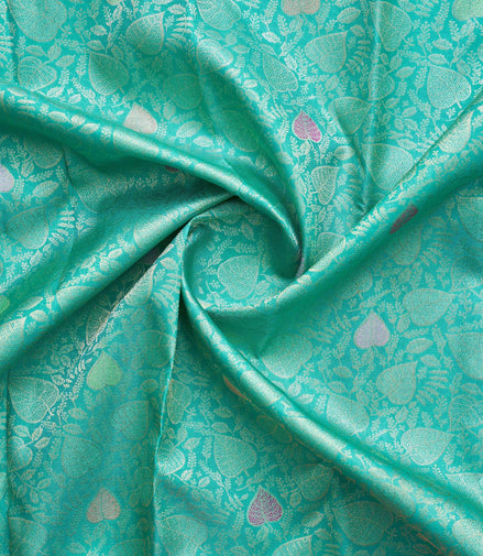 Peepal Leaf & Paisley Motif Pure Silk Saree (Silver Touch)