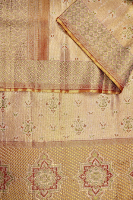 Traditional Mango Motif Design Pure Tissue Silk Saree