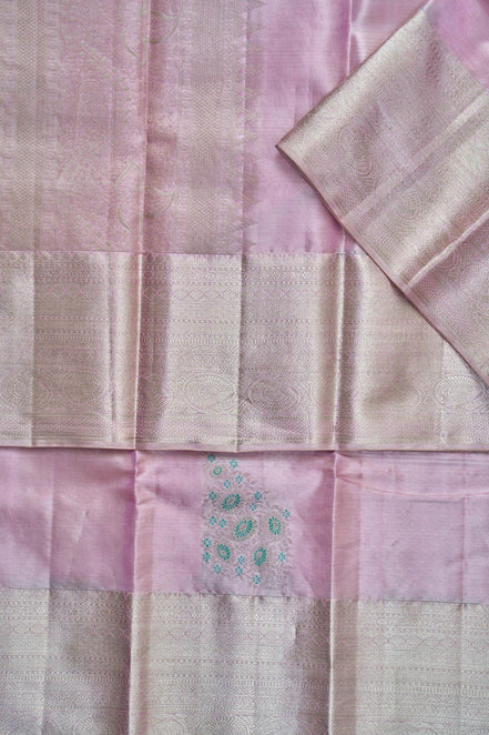 Mango Paisley Butta & Full Silver Zari Tissue Silk Saree
