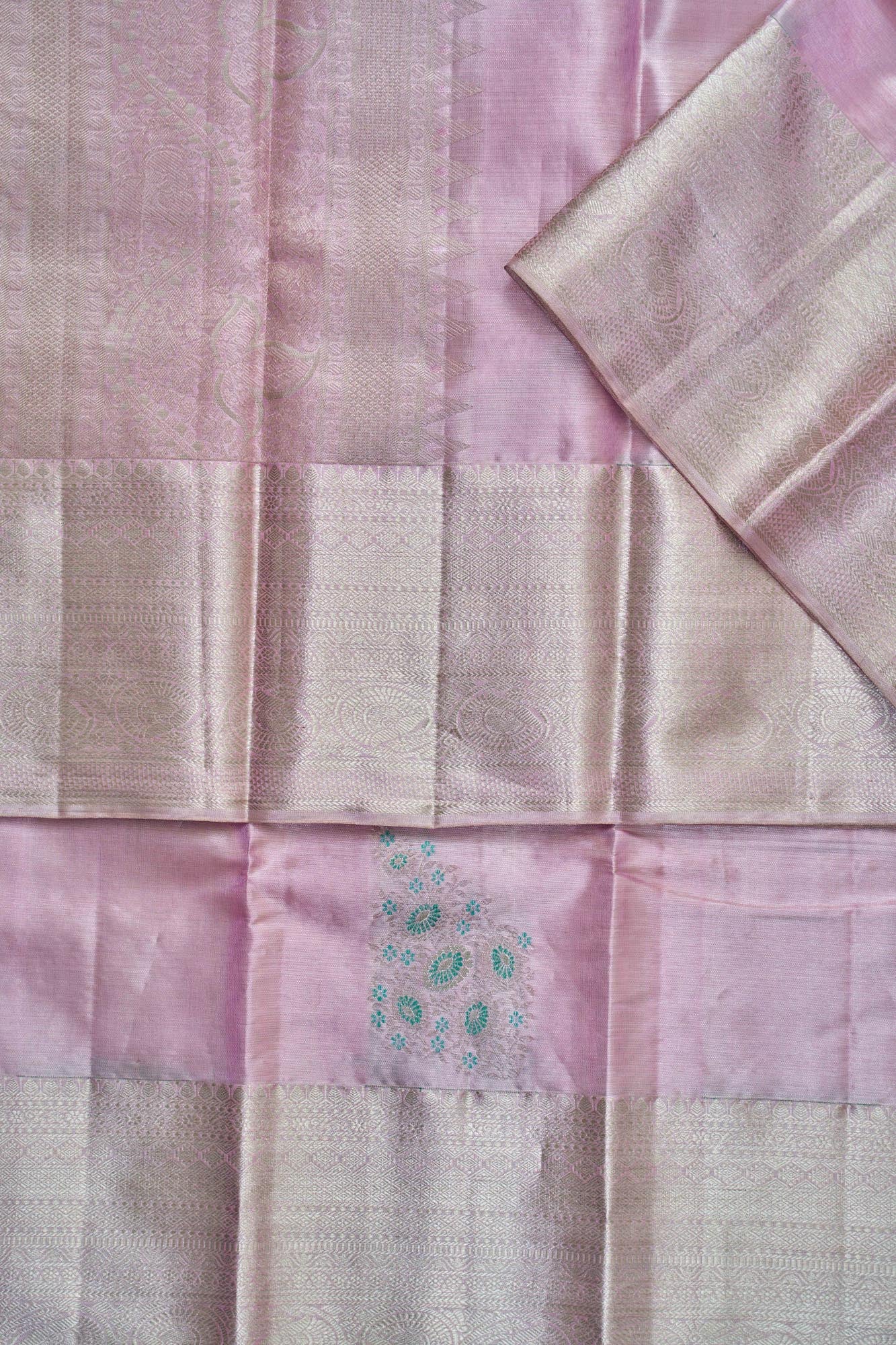 Mango Paisley Butta & Full Silver Zari Tissue Silk Saree