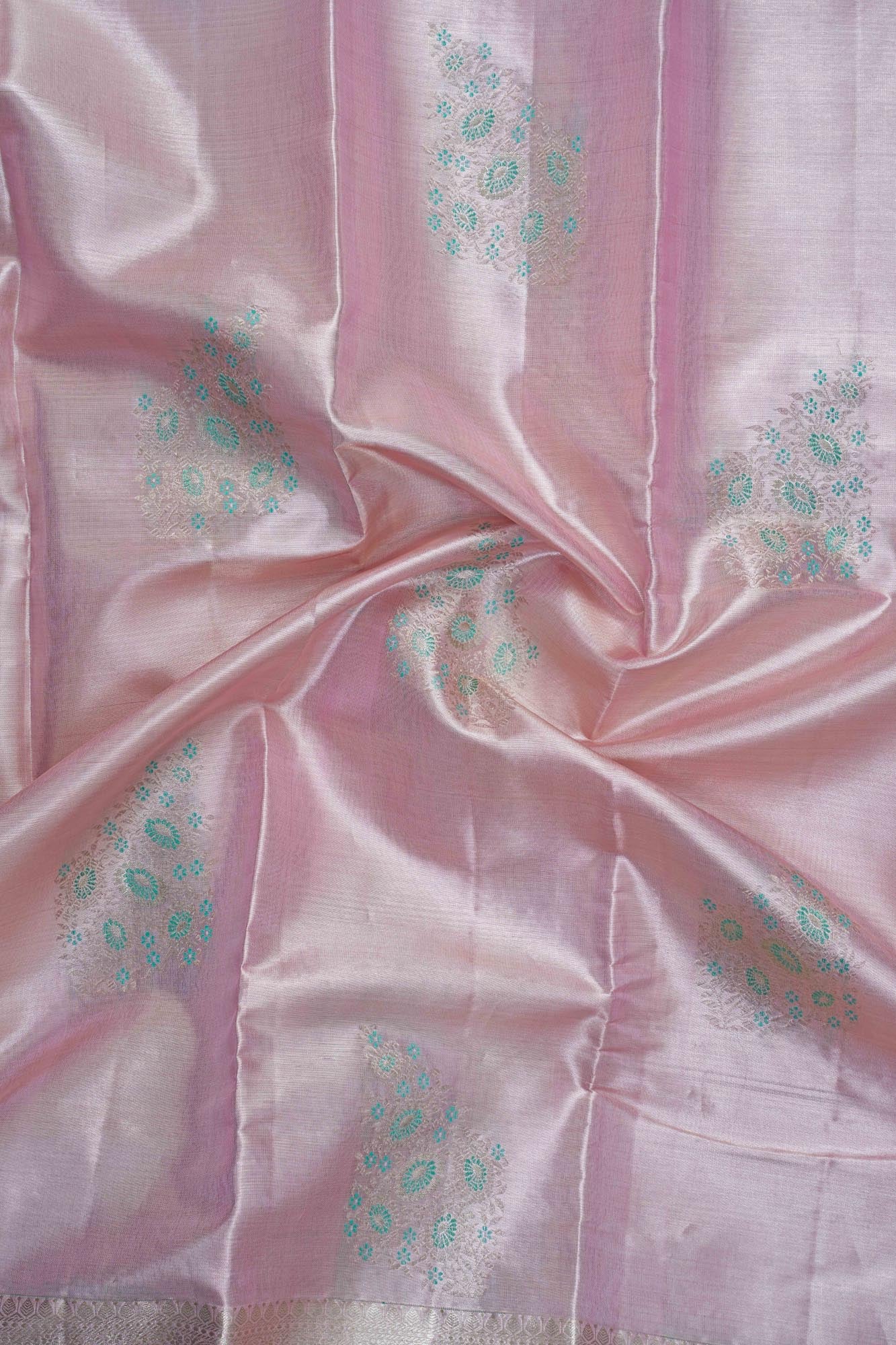Mango Paisley Butta & Full Silver Zari Tissue Silk Saree