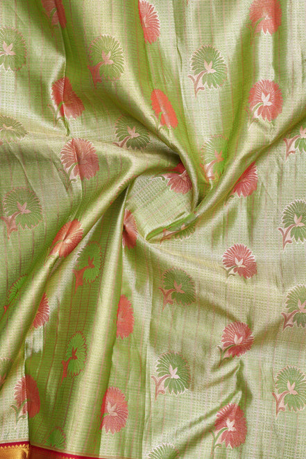 Korvai Tissue Silk Saree with Silver Zari Work