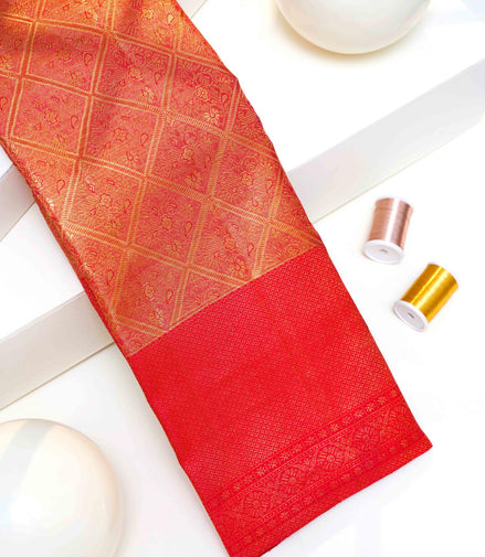 Diamond Cut Lattice & Floral Motif Tissue Silk Saree (Silver touch with revalue)