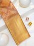 Peach Blossom Foliage Jaal & Mustard Gold Zari Tissue Silk Saree (Silver Touch Revalue)