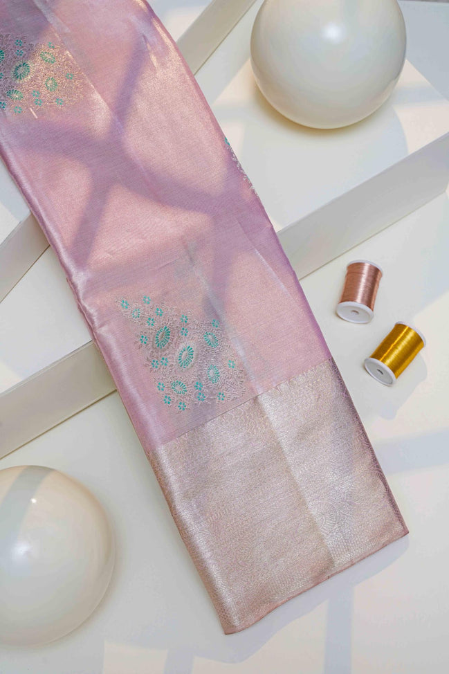 Mango Paisley Butta & Full Silver Zari Tissue Silk Saree