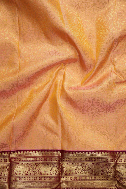 Traditional Swirl Leaf Pattern Pure Silk Saree