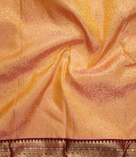 Traditional Swirl Leaf Pattern Pure Silk Saree