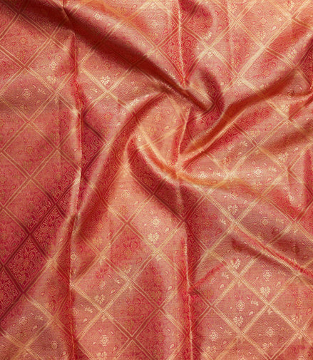 Diamond Cut Lattice & Floral Motif Tissue Silk Saree (Silver touch with revalue)