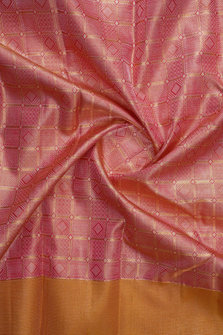 Tiny Diamond & Geometric Grid Tissue Silk Saree (Silver Zari with revalue)