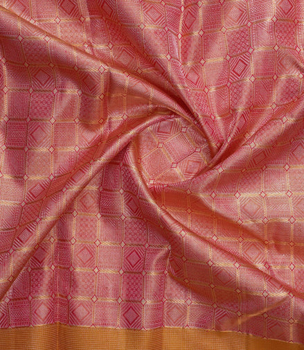 Tiny Diamond & Geometric Grid Tissue Silk Saree (Silver Zari with revalue)