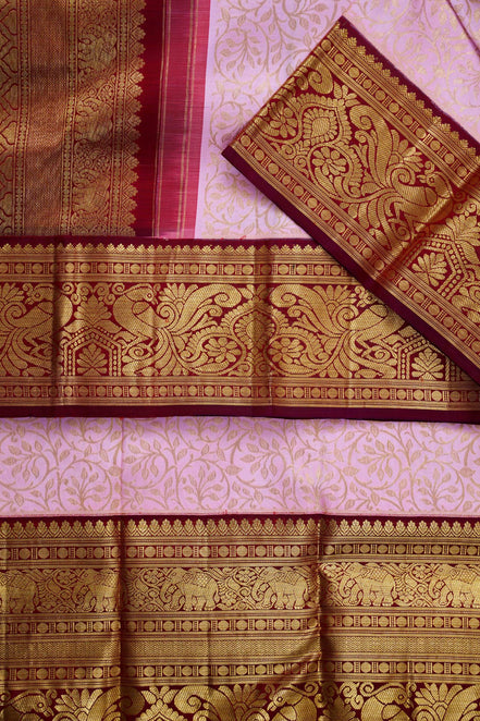 Elephant & Peacock Motif Bridal Pure Silk Saree