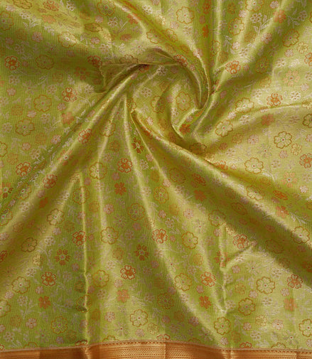 Seamless Floral Blossom & Annapakshi Motifs Tissue Silk Saree