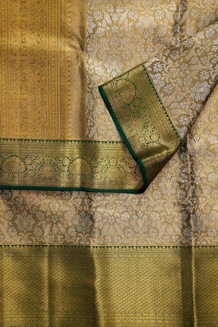 Seamless Floral Design Tissue Silk Saree