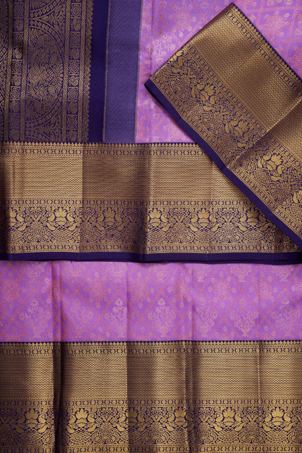 Diamond Trellis Floral Spray & Mango Motif Pure Silk Saree