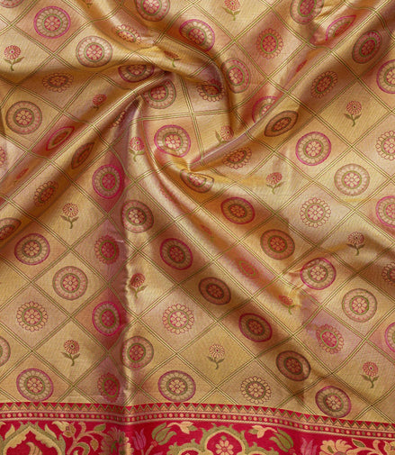 Kanchipuram Style Tissue Silk Saree with Parrot Motif Border