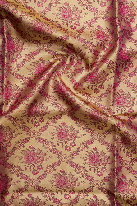 Rose Floral Trellis Meenakari Pure Tissue Silk Saree
