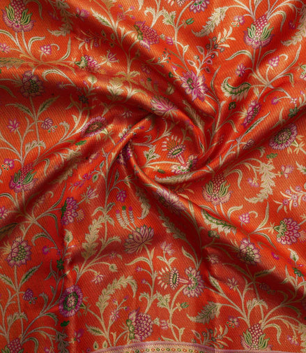 Vibrant Floral Jaal & Meenakari Motif Pure Silk Saree (Silver Touch)