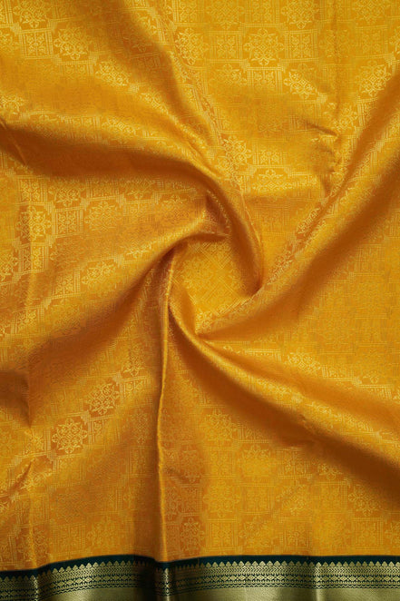 Square Grid Floral Chakra & Banarasi Border Pure Silk Saree