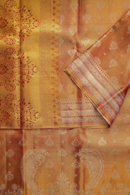 Tree Floral Butta & Mango Paisley Border Tissue Silk Saree