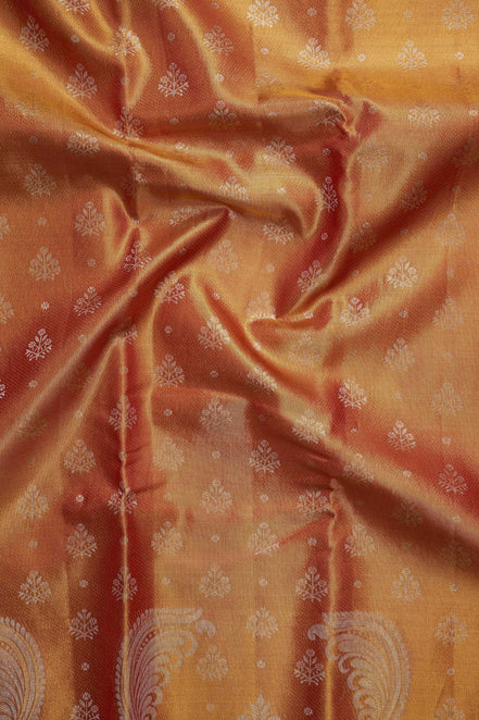 Tree Floral Butta & Mango Paisley Border Tissue Silk Saree