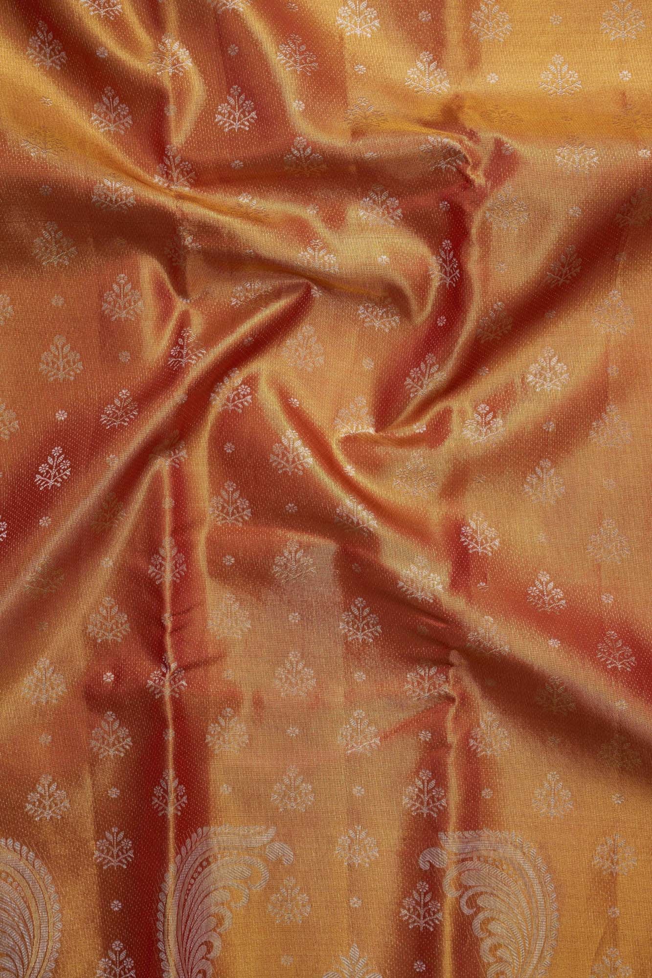 Tree Floral Butta & Mango Paisley Border Tissue Silk Saree