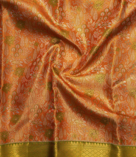 Floral & Foliage Seamless Pattern Tissue Silk Saree