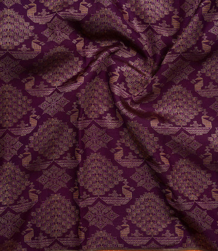 Royal Peacock & Geometric Tree Motif Pure Silk Saree