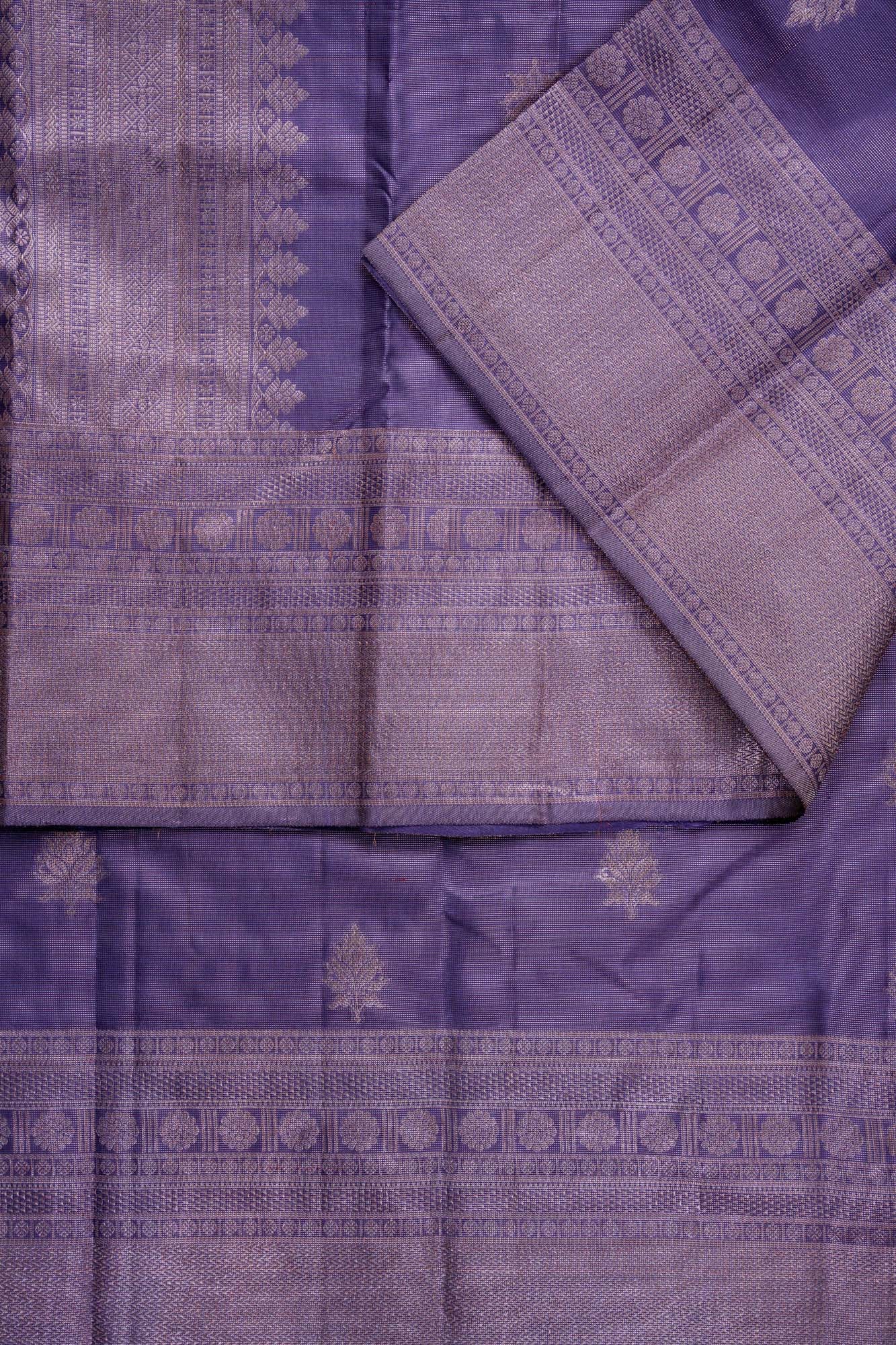 Royal Purple Floral Tree Butta Tissue Silk Saree