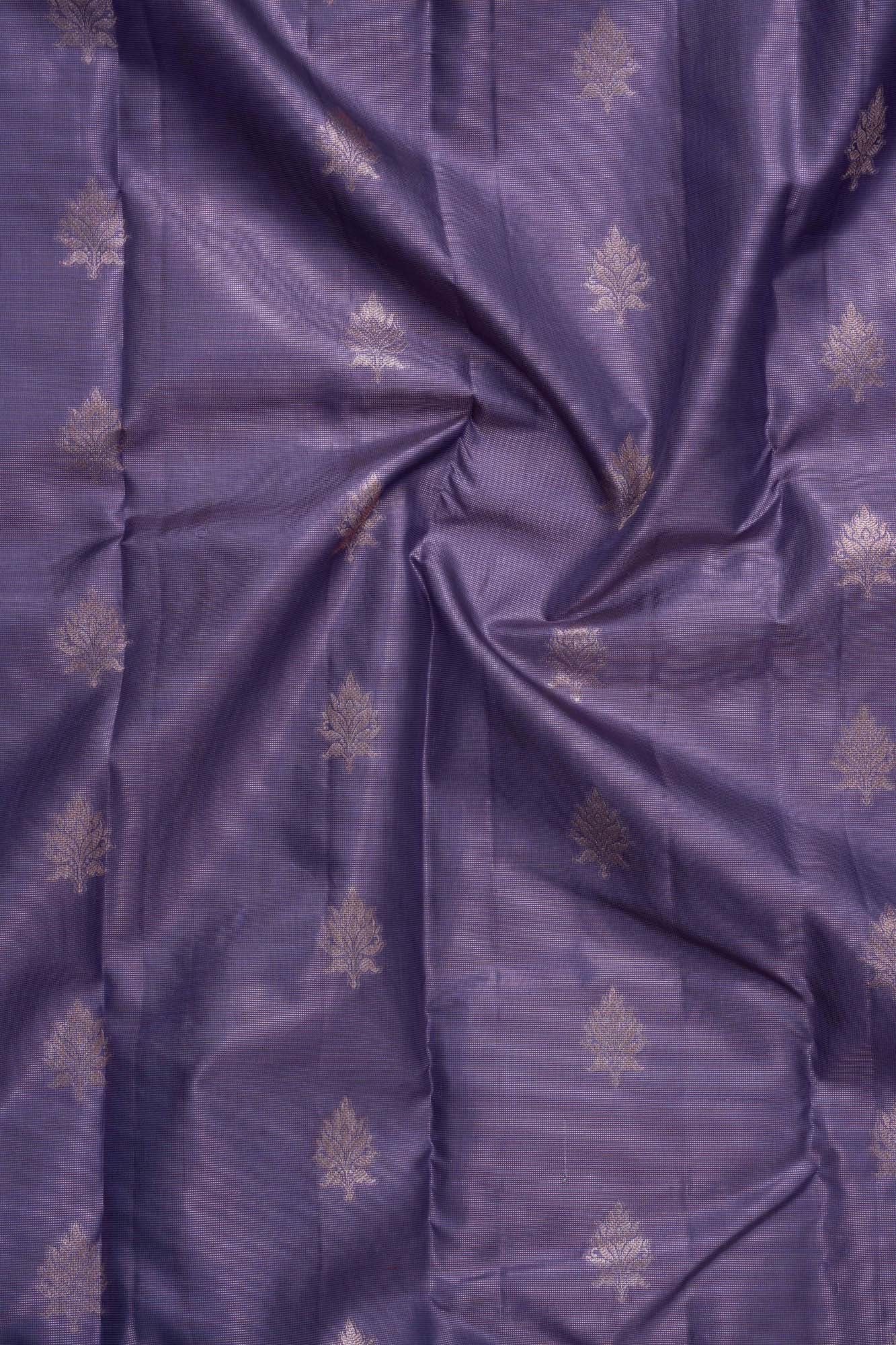 Royal Purple Floral Tree Butta Tissue Silk Saree